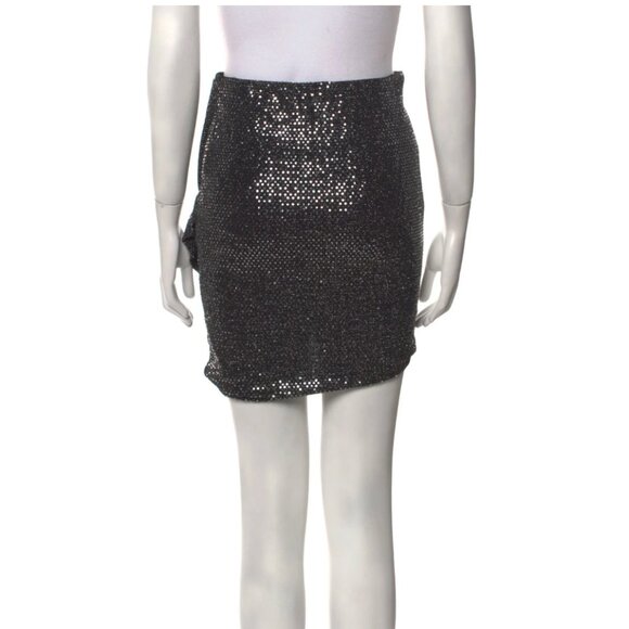 EUC - Like New Iro Black Metallic "disco" Ruffle Mini Skirt - Picture 3 of 3